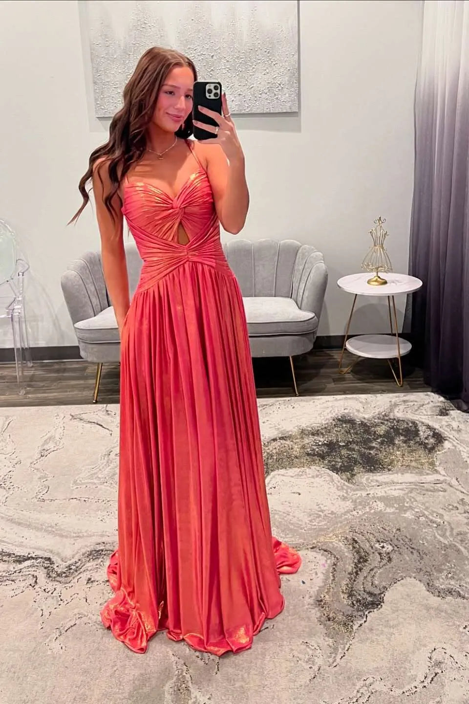 Beautiful A-Line Spaghetti Straps Sleeveless Backless Sweep/Brush Train Prom Dress